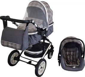 Carucior nou nascuti 3 in 1 Baby Care™ PRO 530 , Cu geanta bebe, Cadru Aluminiu Gold, Amortizoare, Roti din cauciuc plin AVE, Landou, Scoica auto,