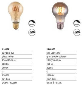 Bec dimabil fumuriu LED E27 4,5W 150lm 2000K