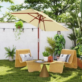 Outsunny Umbrelă de Grădină Înclinabilă cu Sistem cu Șnur și Orificiu de Ventilație, 200x150x235 cm, Bej | Aosom Romania