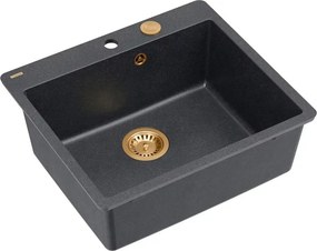 Chiuveta compozit Quadron Unique Morgan 110 negru diamant - cupru 57x50 cm