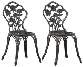 vidaXL Scaune de bistro, 2 buc., bronz, aluminiu turnat