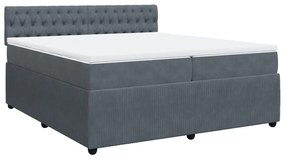 3287837 vidaXL Pat box spring cu saltea, gri închis, 200x200 cm, catifea