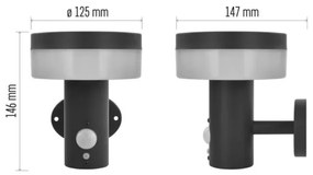 Aplică LED solară cu senzor LED/2W/3,7V 1200 mAh IP44