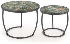 Set 2 mese de cafea Ines marmura verde/negru