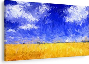 Tablou - Pictură în ulei, câmp auriu (90x60 cm)