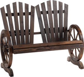Outsunny Bancă de Grădină Rustică din Lemn, Design cu Roți de Căruță, 108x66x95 cm | Aosom Romania