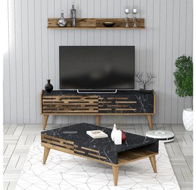 Mobilier living Valencia (Nuc + negru marmură). 1089319
