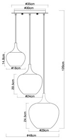 Lustră pe cablu Globo 15548-3HG MAXY 3xE27/40W/230V