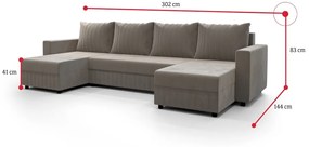 Supermobel Canapea in forma de U PARK, 302x83x144, rivera 16