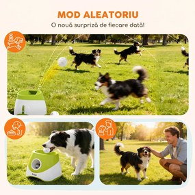 PawHut Lansator Automat de Mingi pentru Câini de Talie Mică și Medie, cu 3 Mingi, 3 Distanțe Reglabile, Verde | Aosom Romania