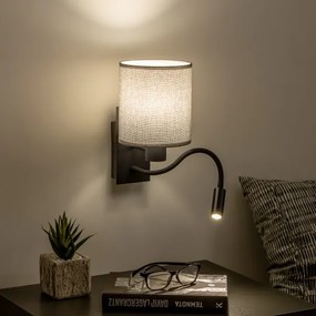 Lampă LED flexibilă de perete Brilagi NUBILA 1xE27/25W/230V + LED/3W negru/gri