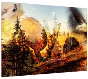 Tablou pe sticlă - Motiv șamanic (70x50 cm)