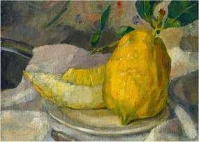 Tablou pe sticlă - French 19th Century, Melon and Lemon, reproducere (70x50 cm)