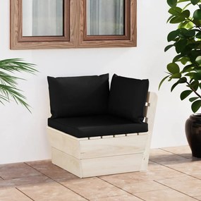 3063355 vidaXL Canapea de grădină din paleți, colțar, cu perne, lemn molid
