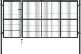 vidaXL Poartă de grădină cu stâlpi din oțel, antracit, 350x120 cm