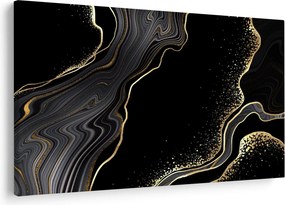 Tablou - Marmură negru - auriu (90x60 cm)