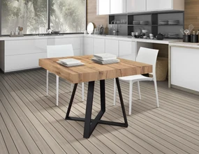 Masa Ariel  extensibila, picior metalic negru - BLAT RUSTIC