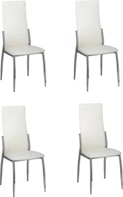 vidaXL Scaune de bucătărie, 4 buc., alb, piele ecologică