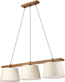 Lustră pe cablu AIDA 3xE27/15W/230V, diam. 25 cm, stejar/crem