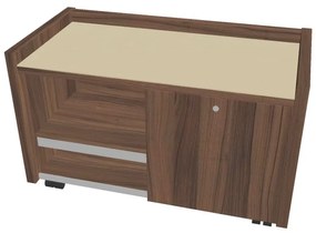 Comodă mobilă Verno 100 x 50 cm cu sticlă, dreapta, nuc / vanilie