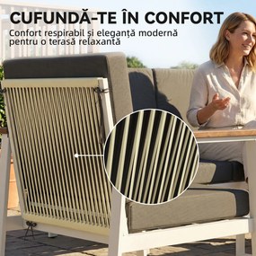 Outsunny Set Mobilier Grădină 4 Persoane: 2 Fotolii, Canapea, Măsuță | Aosom Romania