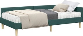 vidaXL Cadru de pat colțar cu saltea cu saltea 2 pcs Verde țesătură