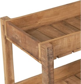 Etajeră din lemn de mango și acacia, natur, cu 3 rafturi în formă de lădiță, aspect rustic, 70 x 45,5 x 31,5 cm, „Campagne”