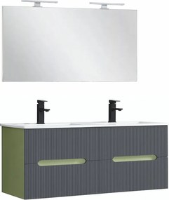 Trent Mobilier de baie 120 cm lavoar ceramic cu oglindă 60x120 cm verde fistic-gri antracit