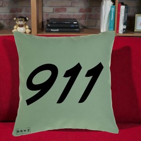 Perna Personalizata 911 Bold, 40x40 cm, Verde, Husa Detasabila, Perna Inclusa, BEKZ®