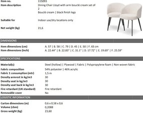 Set de 2 scaune cu brate design LUX Lloyd, boucle crem 115093 HZ