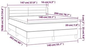 Pat box spring cu saltea, gri inchis, 140x200 cm, textil Morke gra, 140 x 200 cm, Benzi orizontale