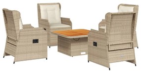 3262738 vidaXL Set mobilier de grădină cu perne, 5 piese, bej, poliratan