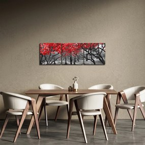 Tablou - Copaci roșii, Central Park, New York (cu ceas) (90x30 cm)