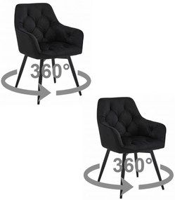 Scaun de masa rotativ JORK360 VELVET, negru