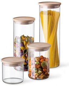 Simax 5162 borcan din sticlă cu capac din lemn,0,5 l