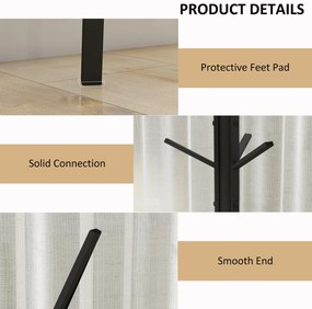 HOMCOM Cuier în Formă de Pom Design Modern, Metal Negru, Ideal pentru Hol, 45x45x180 cm | Aosom Romania