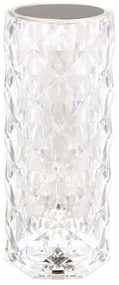 Lampa de masa cu baterii, plastic transparent cu efect de cristal Gixi alb 9cm