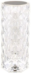 Lampa de masa cu baterii, plastic transparent cu efect de cristal Gixi alb 9cm