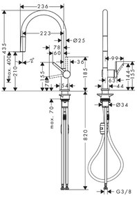 Baterie de bucatarie Hansgrohe, Talis M54 210, cu pipa extractabila, negru mat