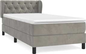 vidaXL Pat continental cu saltea, gri deschis, 80x200 cm, catifea