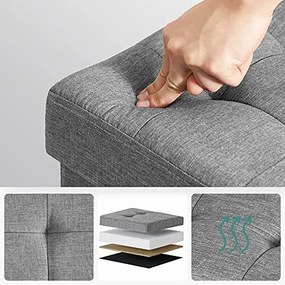 Bancheta cu spatiu depozitare, 76 x 38 x 40 cm, textil / MDF, gri, Songmics