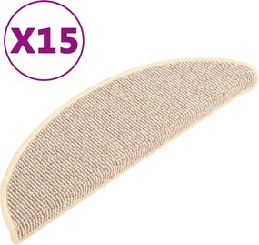 vidaXL Covorașe pentru scări, 15 buc., 56x17x3 cm, alb și maro, semirotunde