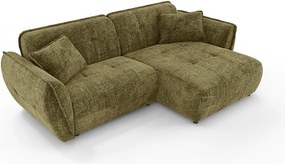 Colțar verde cu tapițerie din chenille (cu colț pe partea dreaptă/cu șezlong) Nelia – Ropez