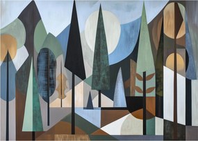 Tablou pe sticlă - Abstracție geometrică naturală II. (70x50 cm)