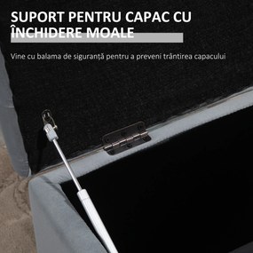 Cufăr Multifuncțional pentru Depozitare HOMCOM, Pouf din catifea, Gri perlă | Aosom Romania