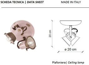 Plafoniera cu 2 spoturi design retro realizata manual din ceramica LOFT