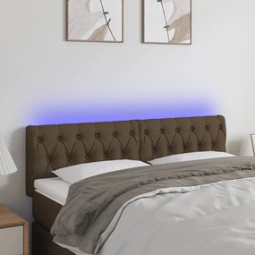 Tablie de pat cu LED, maro inchis, 160x7x78 88 cm, textil 1, Maro inchis, 160 x 7 x 78 88 cm