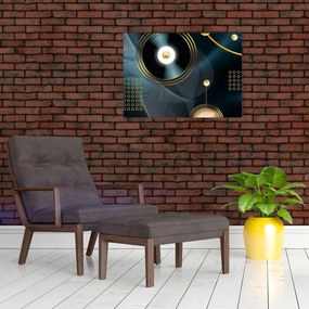 Tablou pe sticlă - Cercuri aurii (70x50 cm)