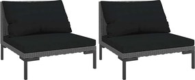 vidaXL Canapele de grădină cu perne semi-rotunde, 2 buc., poliratan
