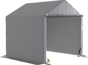 Outsunny Garaj de grădină 2 x 2 x 2 m garaj pentru biciclete exterior cu cadru din oțel galvanizat, impermeabil și rezistent la UV - gri | Aosom Romania